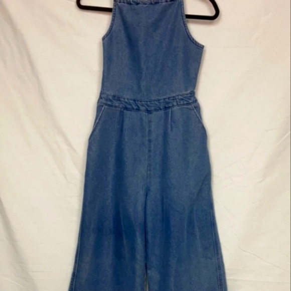 Denim & Co wide leg jean jumpsuit w corset back - Picture 4 of 12